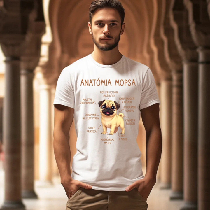 Anatómia mopsa - pánske tričko s potlačou