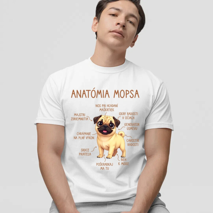 Anatómia mopsa - pánske tričko s potlačou