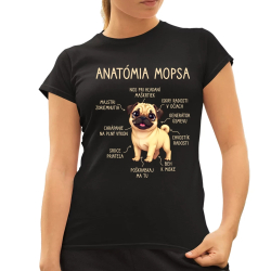 Anatómia mopsa - dámske tričko s potlačou