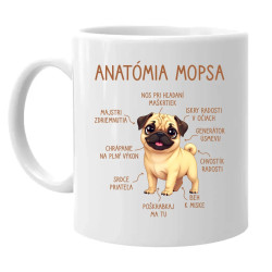 Anatómia mopsa - keramický hrnček s potlačou