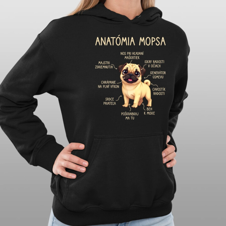 Anatómia mopsa  - dámska mikina s potlačou