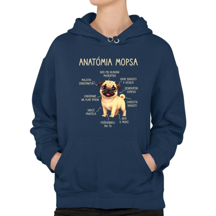 Anatómia mopsa  - dámska mikina s potlačou
