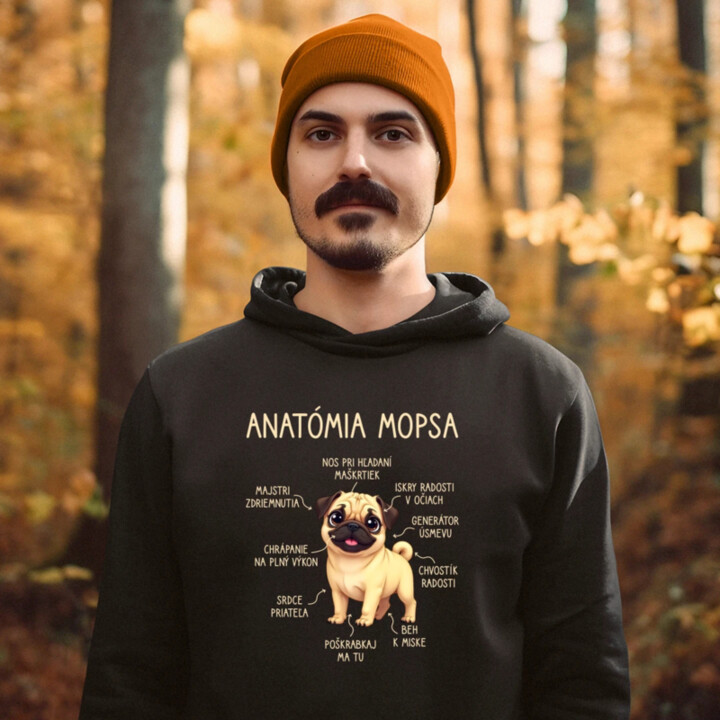 Anatómia mopsa  - pánska mikina s potlačou