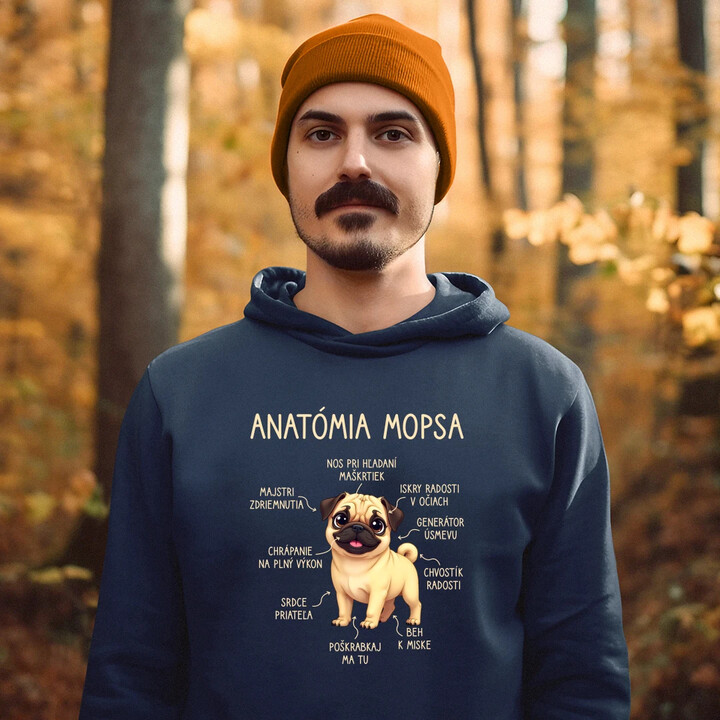 Anatómia mopsa  - pánska mikina s potlačou