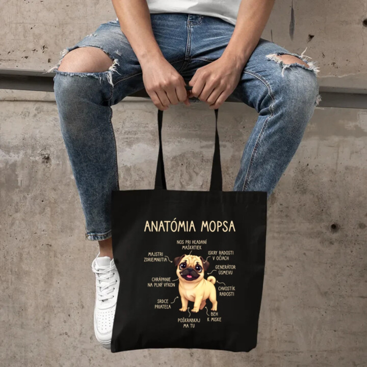 Anatómia mopsa - taška s potlačou