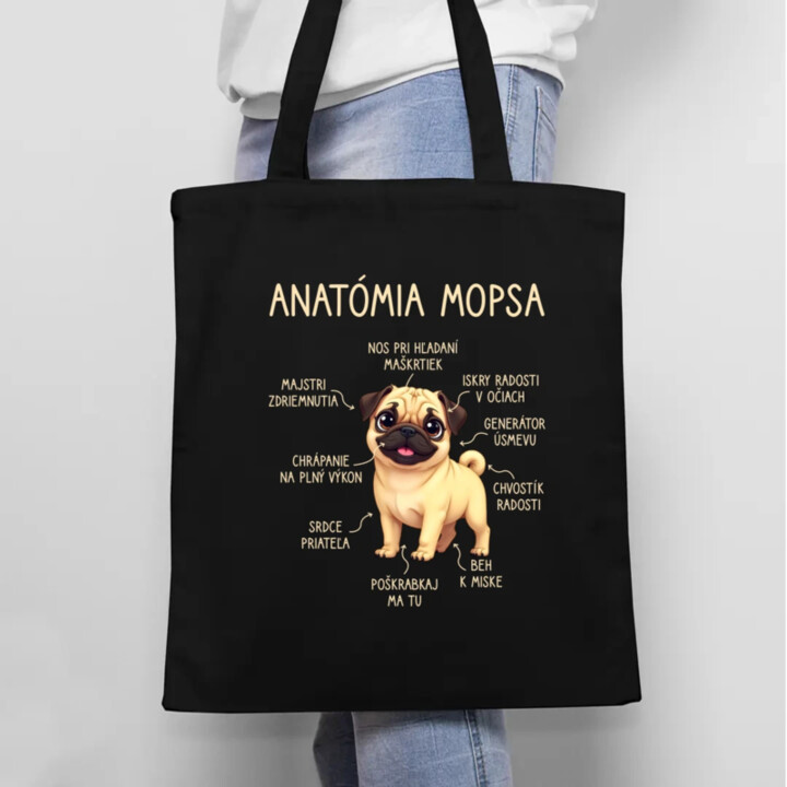 Anatómia mopsa - taška s potlačou