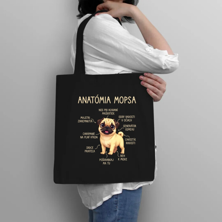 Anatómia mopsa - taška s potlačou