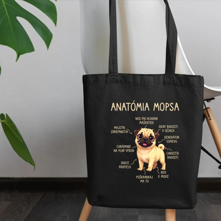 Anatómia mopsa - taška s potlačou