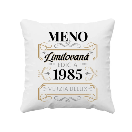 Limitovaná edícia: meno + rok narodenia (verzia delux) s potlačou - personalizovaný produkt - vankúš s potlačou