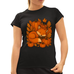 Deň tekvíc, podzim a líška - dámske tričko s potlačou