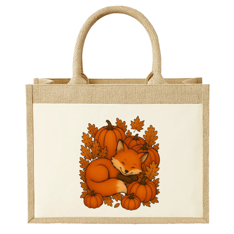 Deň tekvíc, podzim a líška - Jutová taška s potlačou