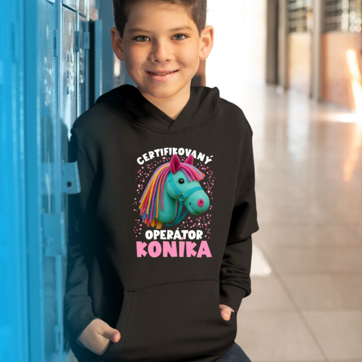 Certifikovaný operátor koníka (hobby horse) - detská mikina s kapucňou