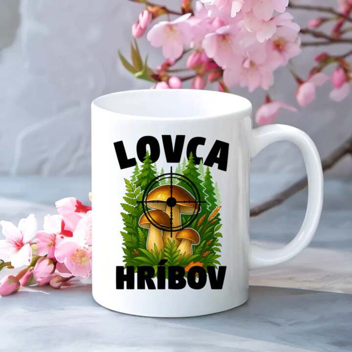Lovca hríbov - keramický hrnček s potlačou