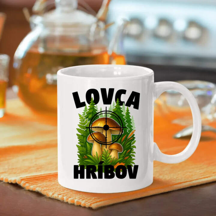 Lovca hríbov - keramický hrnček s potlačou