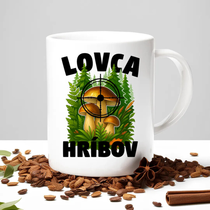 Lovca hríbov - keramický hrnček s potlačou