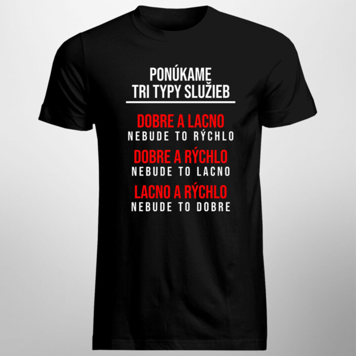 Ponúkame tri typy služieb - pánske tričko s potlačou