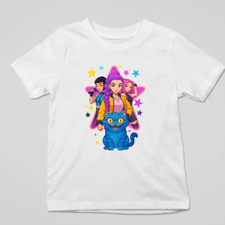 Rumi, Mira i Zoey - Huntrix v2 - detské tričko s potlačou pre fanúšikov huntrix kpop demon hunters
