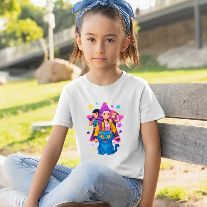 Rumi, Mira i Zoey - Huntrix v2 - detské tričko s potlačou pre fanúšikov huntrix kpop demon hunters