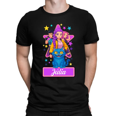Rumi, Mira i Zoey - Huntrix  - vložte meno - pánske tričko s potlačou pre fanúšikov kpop demon hunters - personalizovaný produkt