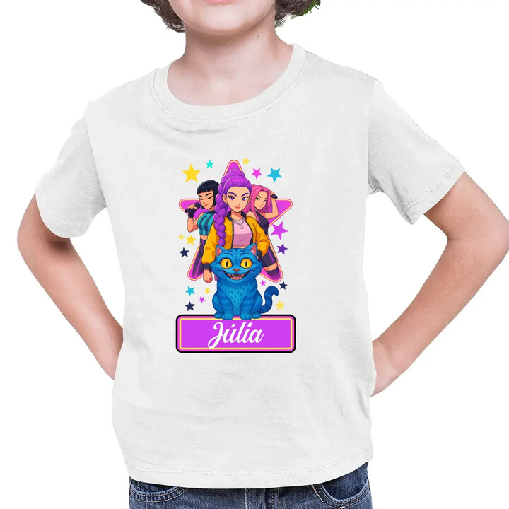 Rumi, Mira i Zoey - detské tričko s potlačou pre fanúšikov huntrix kpop demon hunters - personalizovaný produkt