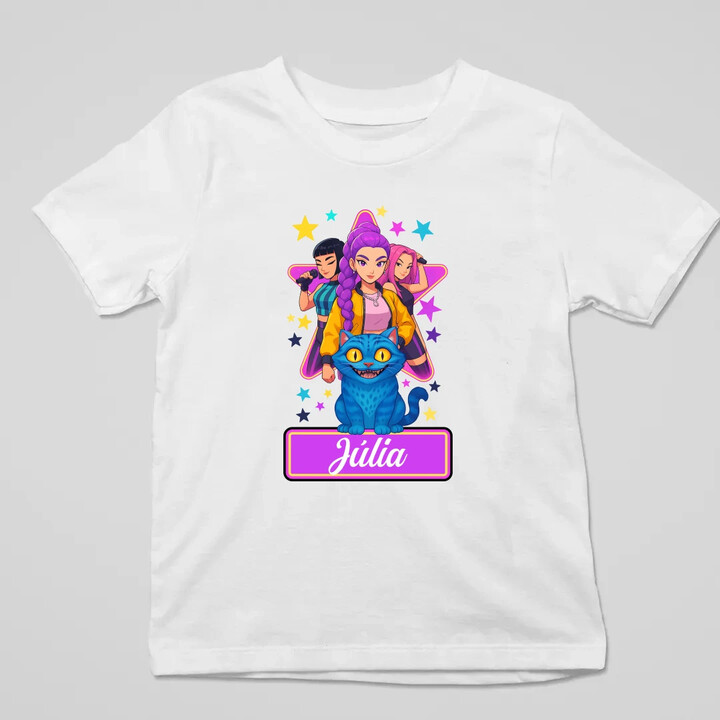 Rumi, Mira i Zoey - detské tričko s potlačou pre fanúšikov huntrix kpop demon hunters - personalizovaný produkt