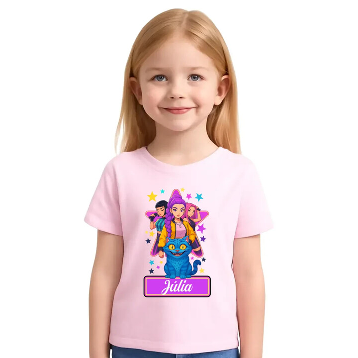 Rumi, Mira i Zoey - detské tričko s potlačou pre fanúšikov huntrix kpop demon hunters - personalizovaný produkt