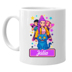 Rumi, Mira i Zoey - keramický hrnček s potlačou pre fanúšikov huntrix kpop demon hunters - personalizovaný produkt