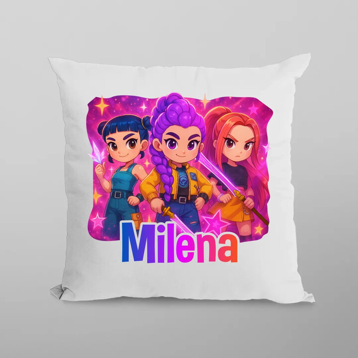 Huntrix s menom - vankúš s potlačou pre fanúšikov huntrix KPop Demon Hunters - personalizovaný produkt