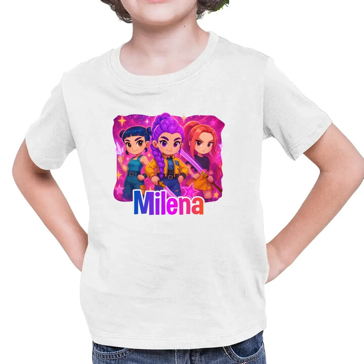 Huntrix s menom - detské tričko s potlačou pre fanúšikov huntrix KPop Demon Hunters - personalizovaný produkt