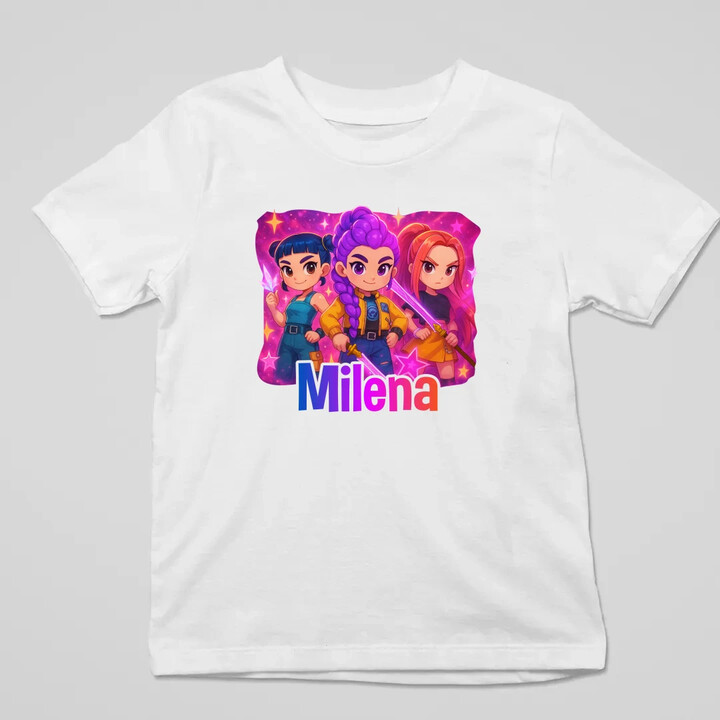 Huntrix s menom - detské tričko s potlačou pre fanúšikov huntrix KPop Demon Hunters - personalizovaný produkt