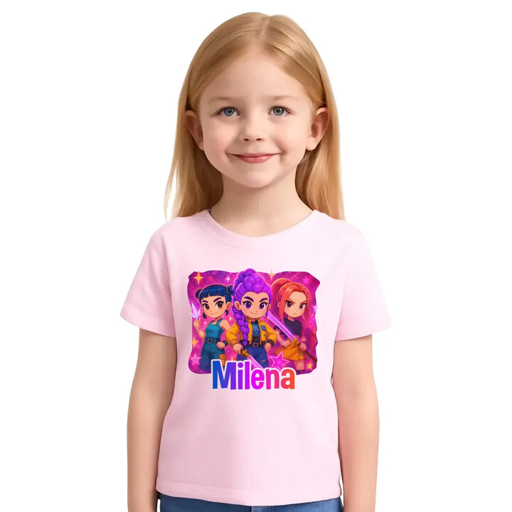 Huntrix s menom - detské tričko s potlačou pre fanúšikov huntrix KPop Demon Hunters - personalizovaný produkt
