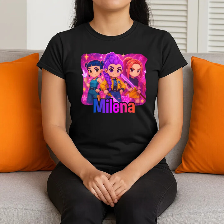Huntrix s menom - dámske tričko s potlačou pre fanúšikov huntrix KPop Demon Hunters - personalizovaný produkt