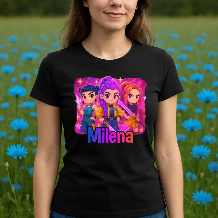 Huntrix s menom - dámske tričko s potlačou pre fanúšikov huntrix KPop Demon Hunters - personalizovaný produkt