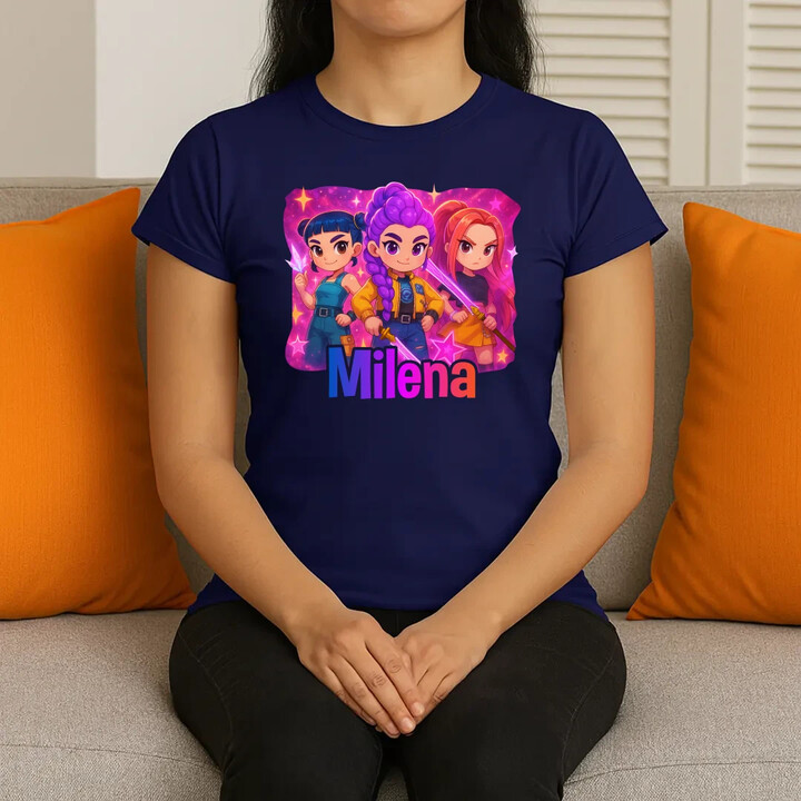 Huntrix s menom - dámske tričko s potlačou pre fanúšikov huntrix KPop Demon Hunters - personalizovaný produkt