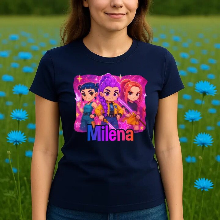 Huntrix s menom - dámske tričko s potlačou pre fanúšikov huntrix KPop Demon Hunters - personalizovaný produkt