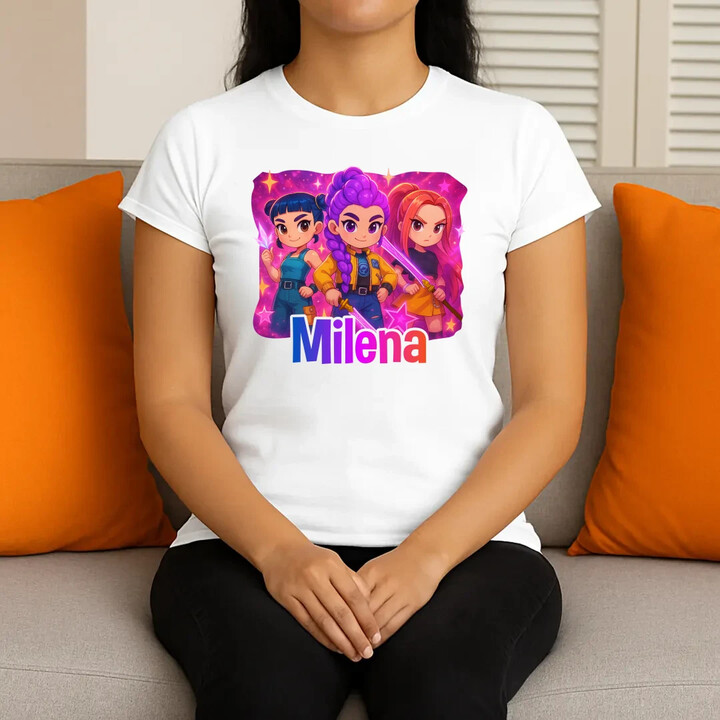 Huntrix s menom - dámske tričko s potlačou pre fanúšikov huntrix KPop Demon Hunters - personalizovaný produkt