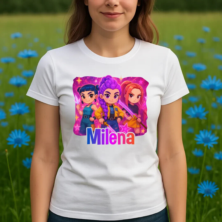 Huntrix s menom - dámske tričko s potlačou pre fanúšikov huntrix KPop Demon Hunters - personalizovaný produkt