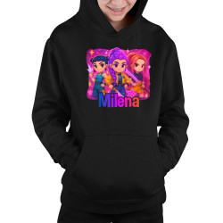 Huntrix s menom - detská mikina s kapucňou pre fanúšikov huntrix KPop Demon Hunters - personalizovaný produkt