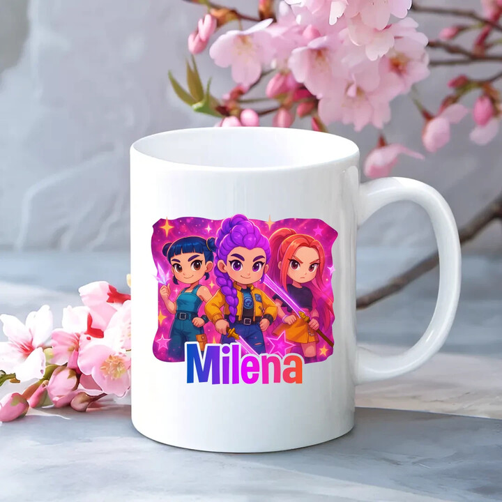 Huntrix s menom - keramický hrnček s potlačou pre fanúšikov huntrix KPop Demon Hunters - personalizovaný produkt