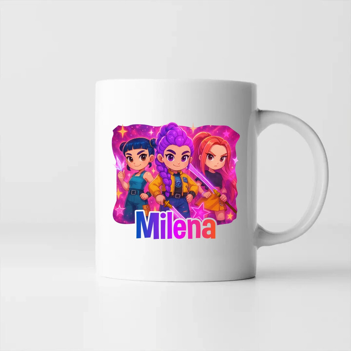 Huntrix s menom - keramický hrnček s potlačou pre fanúšikov huntrix KPop Demon Hunters - personalizovaný produkt