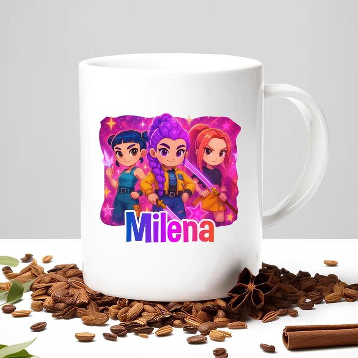 Huntrix s menom - keramický hrnček s potlačou pre fanúšikov huntrix KPop Demon Hunters - personalizovaný produkt