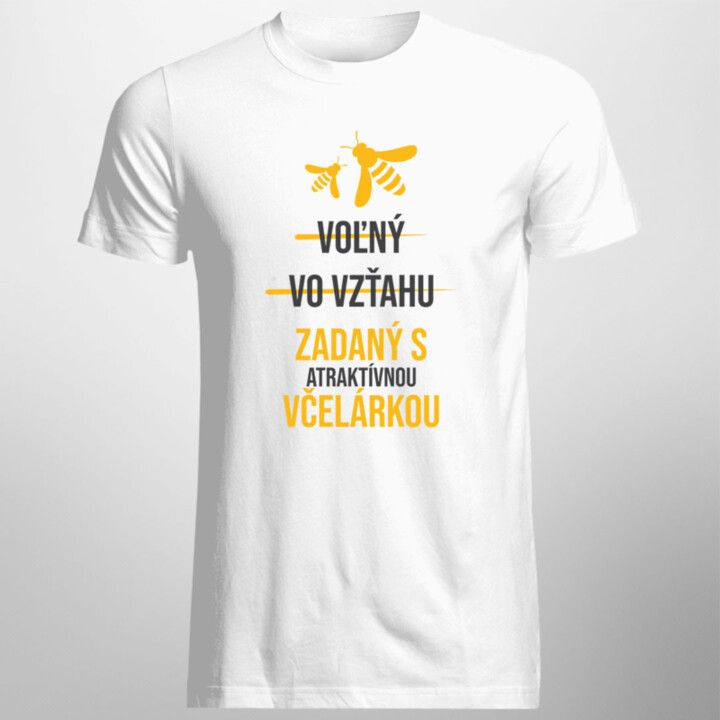 Voľný - Vo vzťahu - Zadaný s atraktívnou včelárkou - pánske tričko s potlačou