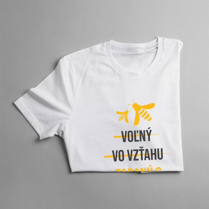 Voľný - Vo vzťahu - Zadaný s atraktívnou včelárkou - pánske tričko s potlačou