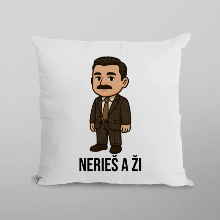 Nerieš a ži - vankúš s potlačou