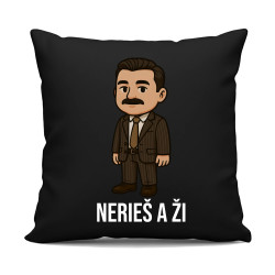 Nerieš a ži - čierny vankúš s potlačou pre fanúšikov seriálu Mafstory