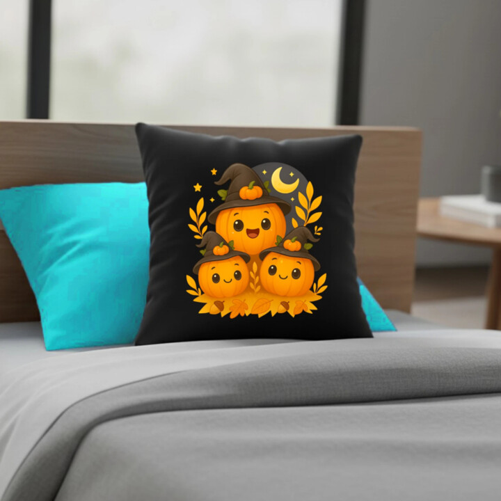 Deň tekvíc - halloween - tekvica - čierny vankúš s potlačou
