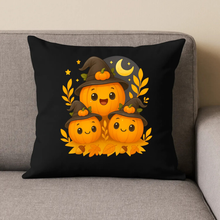 Deň tekvíc - halloween - tekvica - čierny vankúš s potlačou