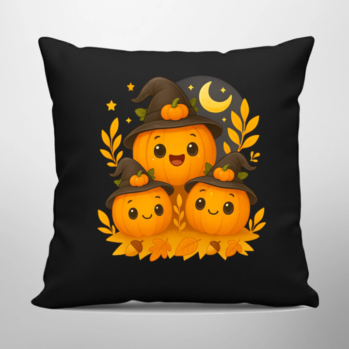 Deň tekvíc - halloween - tekvica - čierny vankúš s potlačou