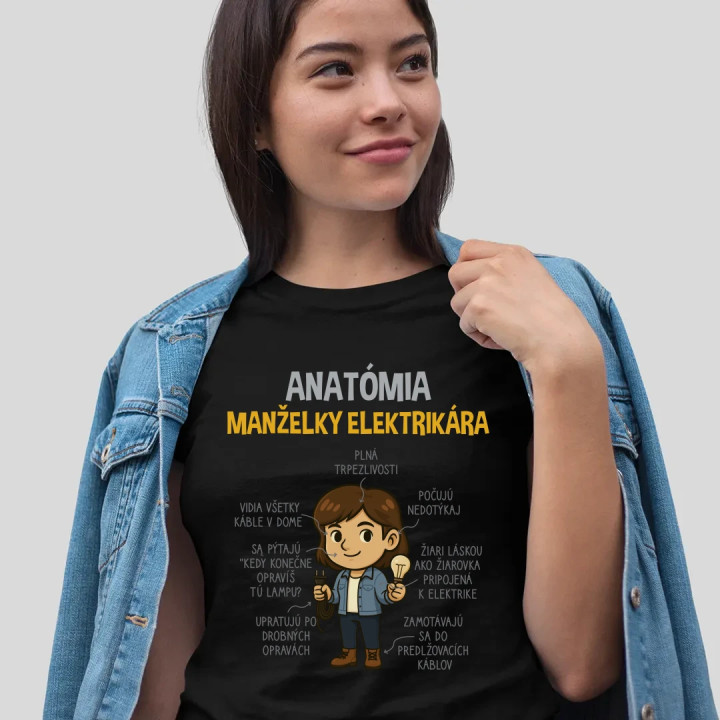 Anatómia manželky elektrikára - dámske tričko s potlačou