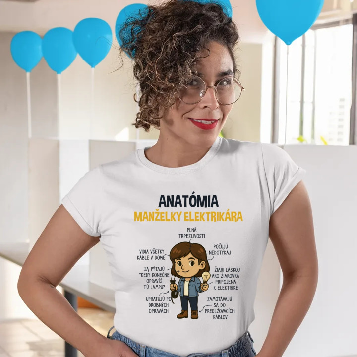 Anatómia manželky elektrikára - dámske tričko s potlačou